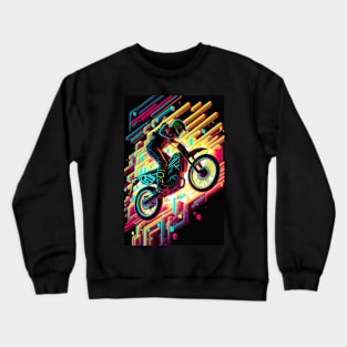 Cyber Future Dirt Bike With Neon Colors Crewneck Sweatshirt